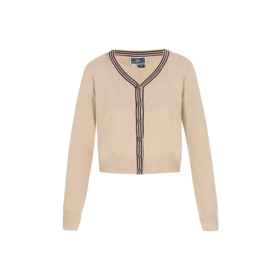 Afbeelding van DreiMaster Maritim Gebreid vest beige / zwart wit