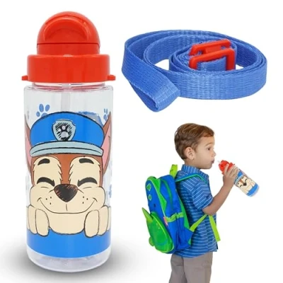 Afbeelding van PAW Patrol waterfles voor kinderen, 500 ml Tritan fles met riem, zomerdrinkfles rietje en duurzaam, lekvrij, BPA vrij, perfect schoolreizen vanaf 3 jaar