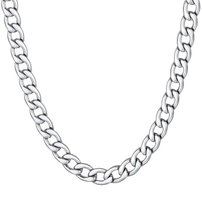 Afbeelding van Fako Bijoux® Schakelketting Staal RVS Gourmette Cuban Link 11.5mm 55cm Zilverkleurig