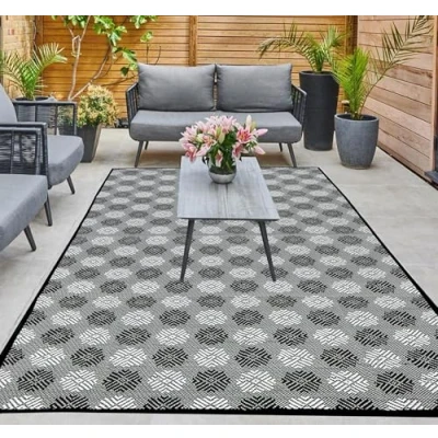 Afbeelding van ARSUK Outdoor Tapijten, 150x100cm, Picknick Deken, Kunststof Stro Tapijt, Omkeerbare Vloer Mat, UV Bestendig, Camping Gerecycled Tapijt voor Patio, Tuin, Balkon, Strand, RV Veranda, Dek