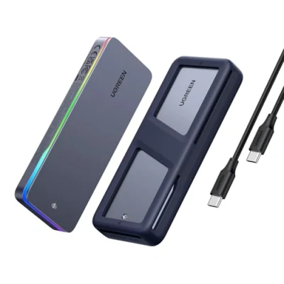 Afbeelding van UGREEN RGB M.2 NVMe SATA SSD behuizing 20 Gbps, USB C 3.2 Gen 2x2 voor NVME/SATA SSD&#039;s 2230/2242/2260/2280(M Key/B+M Key), compatibel met MacBook, HP 14pro, iPhone 16, PS5, Switch