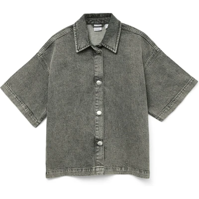Afbeelding van Vero Moda Blouse Vmtessa Ss Loose Denim Shirt Ga 10331219 Medium Grey Den/ra206 Dames Maat XXL