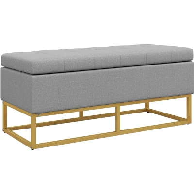 Afbeelding van HOMCOM Zitbank, 2 in 1, gevoerde zitting en stalen poten, 110 x 44 48 cm, grijs goud
