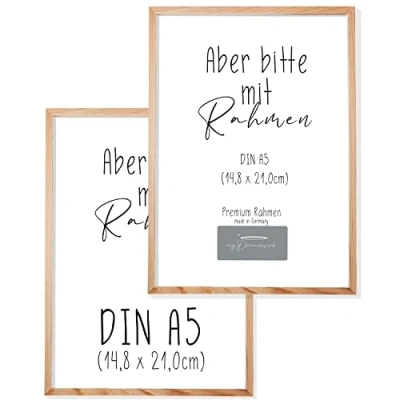 Afbeelding van myDreamwork Kopenhagen Set van 2 stuks, DIN A5, lijst hout met onbreekbaar plexiglas, houten fotolijst, fotolijst 14,8 cm x 21 (2x A5)