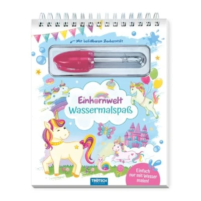 Afbeelding van Trötsch Wassermalspaß mit Zauberstift Einhornwelt: Malblock nachfüllbarem Wassermalstift