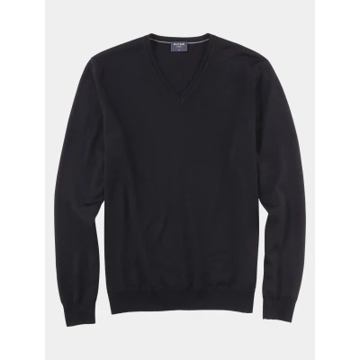 Afbeelding van Olymp Casual Trui Wol Zwart maat XXL Heren Pullover met Modern fit Pasvorm Suitable Herenkleding