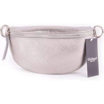 Afbeelding van Giuliano Lederen Bumbag/Heuptas Metallic middenzilver made in Italy