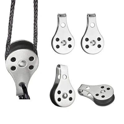 Afbeelding van 4 Stuks Heavy Duty Rvs Enkele Katrol, Enkel Katrolblok, Single Katrollen Block, Draad Touw Roestvrijstalen voor Grote Kajaks, Kano&#039;s, Fabrieken, Gebouwen, Enz