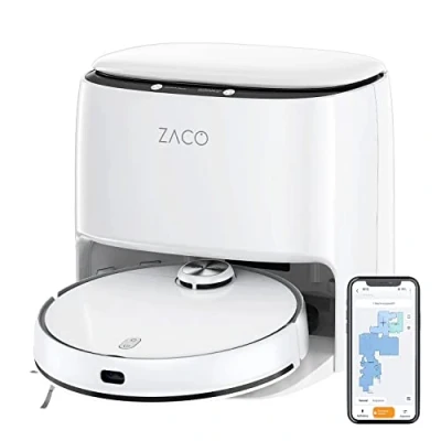Afbeelding van ZACO M1S Robotstofzuiger en dweilrobot met afzuigstation, zelfreinigend, lasernavigatie &amp; obstakeldetectie, 4L verswatertank, App, 180min, robot stofzuiger tapijtherkenning, harde vloeren tapijt