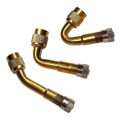 Afbeelding van QitinDasen 3 stuks professionele bandenventielverlengingsset, messing bandventiel verlenging Schrader ventiel adapter, voor auto vrachtwagen motorfiets scooter (45, 90, 135)