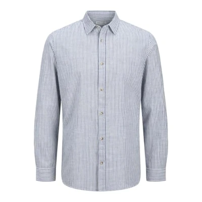 Afbeelding van Jack &amp; Jones Overhemd Jjesummer Shirt Ls Sn 12269315 Infinity/stripe Mannen Maat L