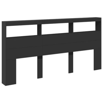 Afbeelding van Hoofdbordkast met LED verlichting 200x17x102 cm zwart