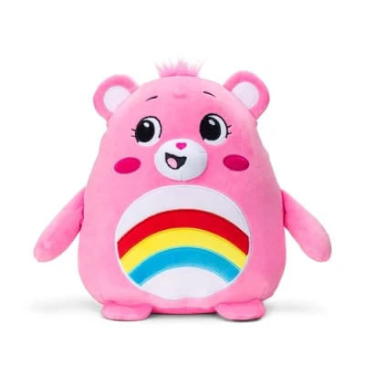 Afbeelding van Care Bears Knijpbaar lachbeertje Cheer Squishes zacht pluchen speeltje van 25cm, schattig en verzamelbaar beertje, perfect voor kinderen vanaf 4 jaar, kneed knuffelbaar speelgoed