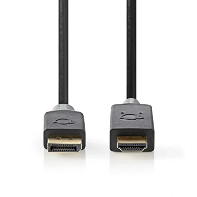 Afbeelding van Nedis DisplayPort Kabel Male HDMI Connector 4K@60Hz Verguld 2.00 m Rond PVC Antraciet Window Box