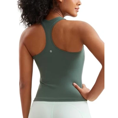 Afbeelding van CRZ Yoga Butterluxe Racerback Workout Tank Tops voor Vrouwen Mouwloze Gym Atletische Shirts Camisole Donker bosgroen S