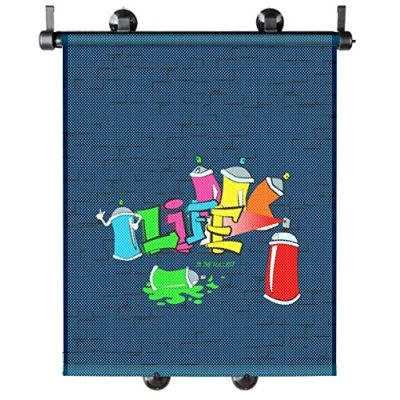 Afbeelding van zonnescherm Set Graffiti, 2 stuks auto jongens, zonwering zijruit, universele UV bescherming kinderen 30292