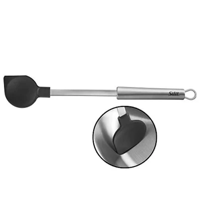 Afbeelding van Silit Classic Line Kooklepel van kunststof, 34 cm, gepolijst roestvrij staal, deegschraper, keukenhulp met hittebestendige lepel, vaatwasmachinebestendig