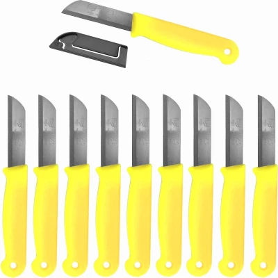 Afbeelding van Solingen Schilmesje RVS Glad 16 cm met &quot;Blade Cover&quot; Citroen Geel 10 stuks