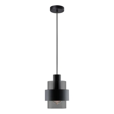 Afbeelding van Hanglamp Chiasso Zwart &amp; Smoke Glas 1 Lichts Ø 13cm
