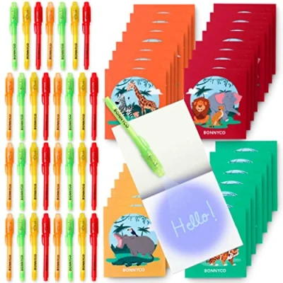 Afbeelding van Onzichtbare inktpen en schrijfblok, 32 Stuks Jungle Dieren BONNYCO Vuller bij Kids Verjaardagen Tas jongens &amp; meisjesfeestjes, Feestgerei, de Pinata Schoolprijs Geschenk Kinderen