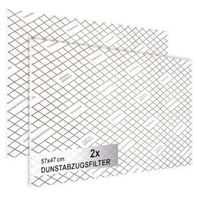 Afbeelding van COM FOUR® 2x afzuigfilter voor afzuigkap met hoge filterprestatie 1 mm vlakfilter universeel, op maat te snijden verzadigingsindicator 57 x 47 cm (Met indicator 2 stuks)