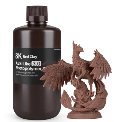 Afbeelding van ELEGOO 8K ABS Like hars 3.0, LCD UV Rapid Resin Hoge precisie, niet broos, verbeterde sterkte en taaiheid voor LCD/DLP 3D printer, fotopolymeerhars, rode klei, 1000 g