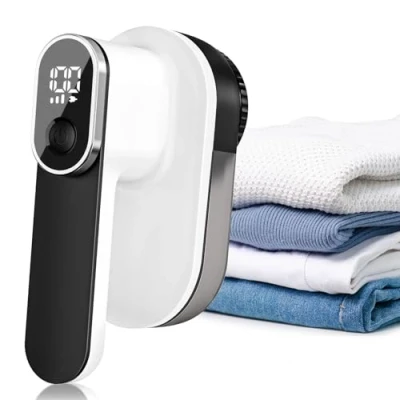 Afbeelding van HAPPHOOH Pluisscheerapparaat, elektrisch, pluisverwijderaar, USB oplaadbaar, 3 snelheden instelbaar, led display, ontpluiser, verwijdert knopen voor kleding, bank