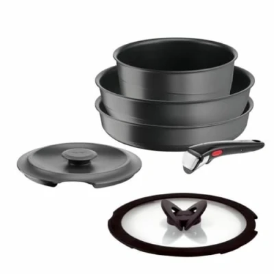 Afbeelding van Tefal Ingenio set van 6 stuks Inductie Antiaanbaklaag Koekenpan, Braadpan, Gietijzer + glazen deksel L867S604