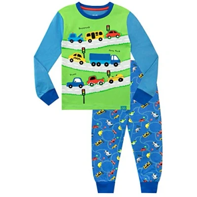 Afbeelding van Harry Bear Jongens Pyjamas Nauwsluitend Fit Auto&#039;s Blauw 116