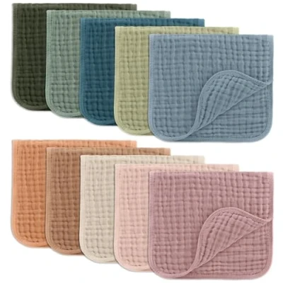Afbeelding van Comfy Cubs Mousselinedoeken voor baby, babybenodigdheden, spuugdoeken, vierkante mousselinedoeken, 100% katoen, 6 lagen, extra absorberend en zacht (meerdere kleuren, 10 stuks, 50 x 25 cm)