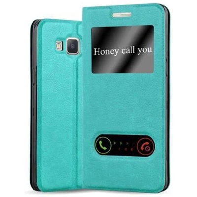 Afbeelding van Cadorabo Hoesje geschikt voor Samsung Galaxy A3 2015 in MUNT TURKOOIS Beschermhoes met magnetische sluiting, standfunctie en 2 kijkvensters Book Case Cover Etui
