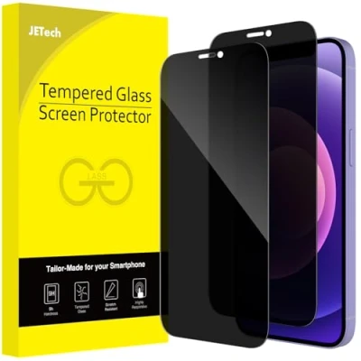 Afbeelding van JETech Privacy Full Coverage Screen Protector voor iPhone 12 mini 5,4 Inch, Volledige Dekking Anti Spy Gehard Glas Film Schermbeschermer, Hoesje Vriendelijk, 2 Stuks
