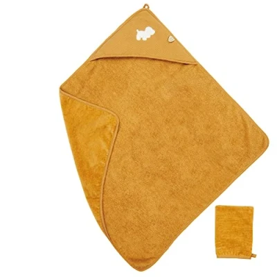 Afbeelding van Nattou Charlie Badcape en Washand Karamel 75 x cm