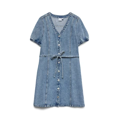 Afbeelding van Vero Moda Vmjanet Kurzes Spijkerjurk, Dames, Maat: XS, Light blue denim