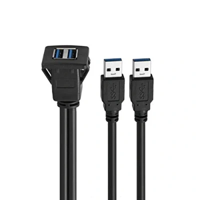 Afbeelding van baolongking USB dashboardkabel voor vlakke montage, 3.0, verlengkabel dashboard, auto, boot, motorfiets (Square Dual 3.0 2M)