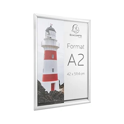 Afbeelding van Exacompta ref. 8294358D 1 Aluminium muurlijst A2 formaat horizontaal of verticaal te gebruiken schroeven en pluggen meegeleverd Alu/kristal