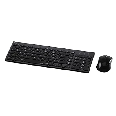 Afbeelding van Hama draadloos toetsenbord met muisset (stil computertoetsenbord platte toetsen, numeriek toetsenbord, Duitse QWERTZ indeling, draadloze optische muis, 1200 dpi, 8m bereik) zwart