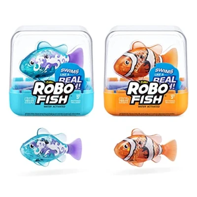 Afbeelding van Robo ALIVE Fish Series 3 robotvissen, 2 pack, oranje en groenblauw, drijft in meerdere richtingen, werkt op batterijen, speelgoedvis, zwembadspeelgoed (2 groenblauw)