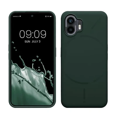 Afbeelding van kwmobile telefoonhoesje geschikt voor Nothing Phone (2) Hoesje met siliconen coating Smartphone case in mosgroen