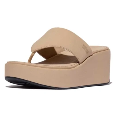 Afbeelding van Fitflop Dames Platfforms Wedge Toe Post Sandalen, Beige, 40 UK, 41 EU