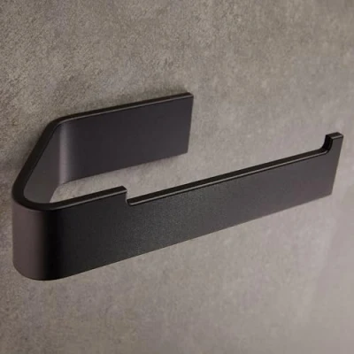Afbeelding van Designfabrik Hamburg Toiletrolhouder zonder Boren I Zelfklevende WC Rolhouder Modern Ontwerp Badkamer Accessoires (Mat Zwart, plankje)