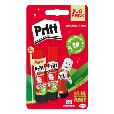 Afbeelding van Pritt lijmstift, veilige, kindvriendelijke lijm voor knutselen, sterke school en kantoor, 2x 11 g lijmstift
