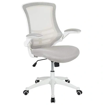 Afbeelding van Flash Furniture Bureaustoel, gemaakt van schuimrubber, gaasdoek, metaal, kunststof en hout, met lichtgrijze netstof wit frame, 64,77 x 62,23 104,78 cm