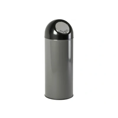 Afbeelding van Prullenbak 55ltr pushdeksel en binnemmer metallic/zwart