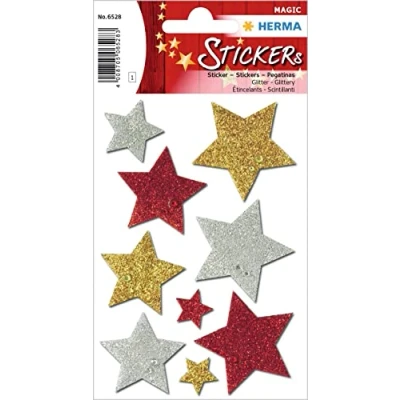Afbeelding van 10x Herma Stickers multicolored sterren, de diamant glitters