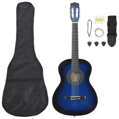 Afbeelding van vidaXL 8 delige Gitaarset klassiek kinderen en beginner 3/4 36&quot; blauw