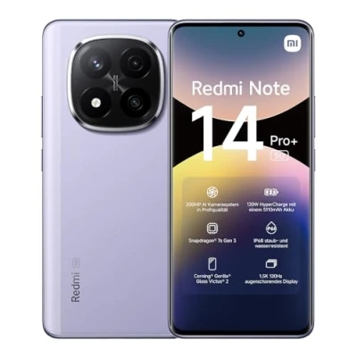 Afbeelding van Xiaomi Redmi Note 14 Pro+ 5G smartphone, 12+512GB, purple, 200MP pro grade AI camera, IP68, 120W HyperCharge, features (oplader niet inclusief)