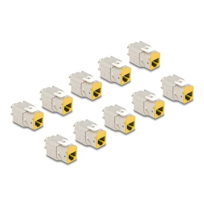 Afbeelding van Delock Keystone Modul RJ45 Buchse zu LSA Cat.6A werkzeugfrei gelb Set