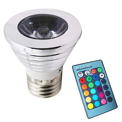 Afbeelding van RGBW LED lamp met afstandsbediening, 3W E27 dimbare gloeilamp, warmwit 1800K RGB peer, kleurverandering lampen, 150 180 lm