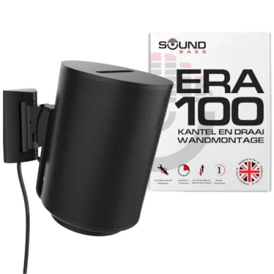 Afbeelding van ERA100 Wandmontagebeugel, Kantelbaar en Draaibaar, Compatibel met Sonos ERA 100, Moeiteloze Installatie, Inclusief Montageset, Dubbel, Paar (Zwart, Enkel)